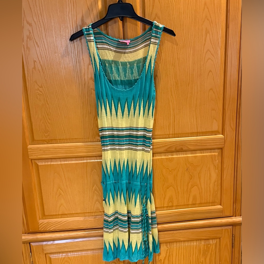 BCBGirls Turquoise and Yellow Aztec Print Sleeveless Dress Size Small